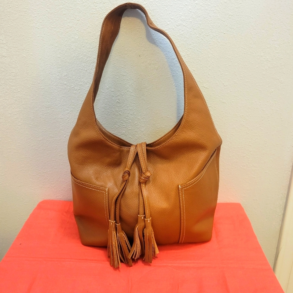 LAGGO Elegant Tan Leather Shoulder Bag
